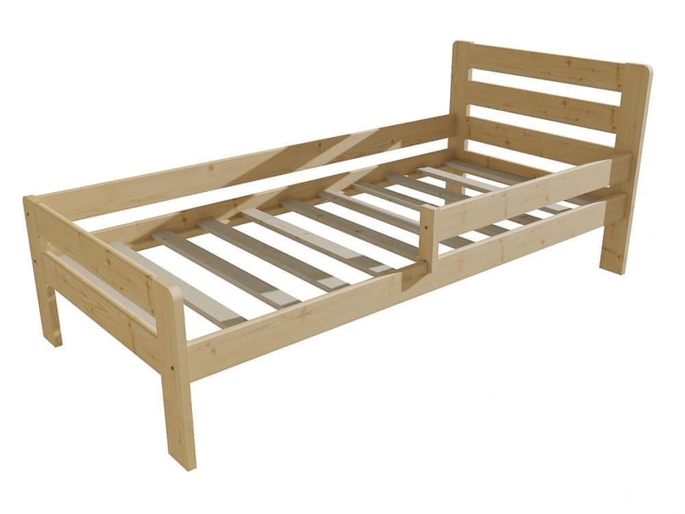eoshop Detská posteľ so zábranou VMK001C KIDS (Rozmer: 90 x 180 cm, Farba dreva: bezfarebný lak)